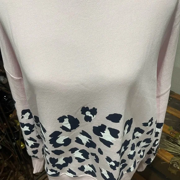 Crown& Ivy Pink Leopard Print Sweatshirt - Picture 2 of 6
